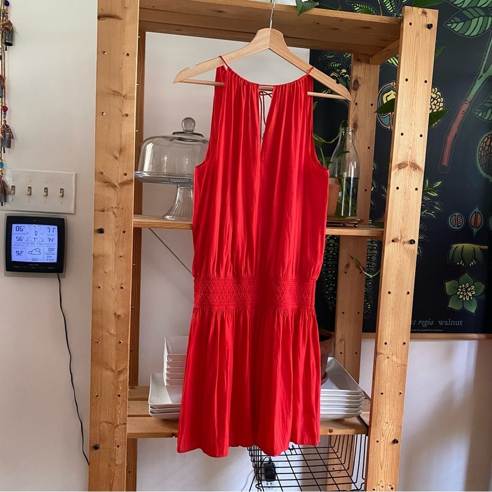 Ramy Brook Red Shelly Smocked Drop Waist Mini Dress S - Picture 3 of 16